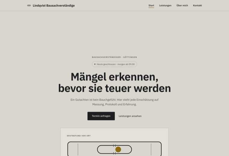 Design bau-plan: nüchtern, Beton-Ton, Signalgelb-Akzent