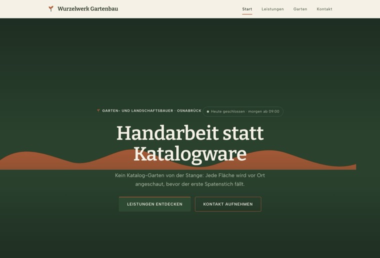 Design garten-gestalt: erdig, dunkelgrün, organische Formen