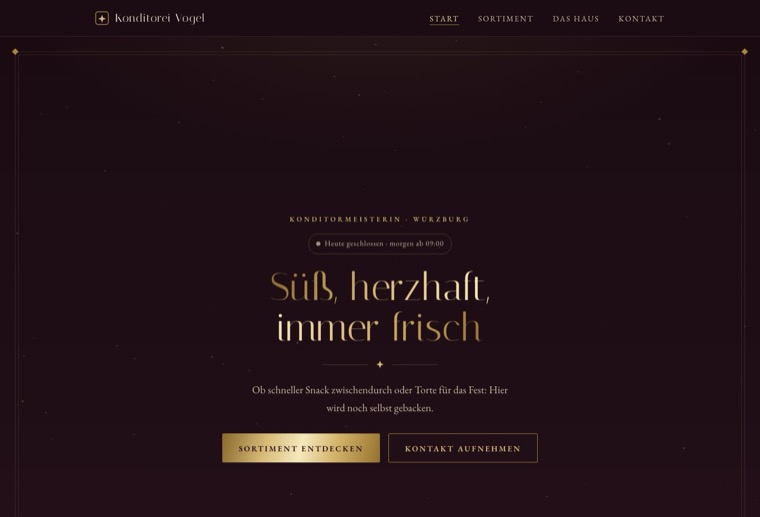 Design golden-traditionell: dunkel, golden, edle Schrift