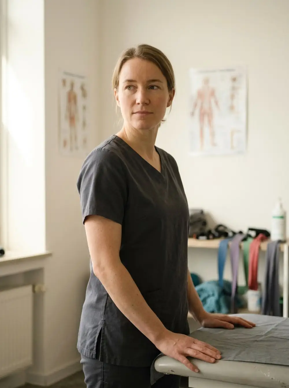 Marit Sandner, Physiotherapeutin, halbnah im Behandlungsraum