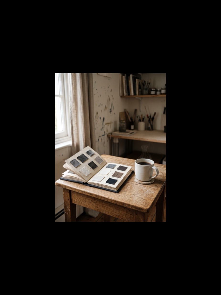 Materialauswahl im Atelier