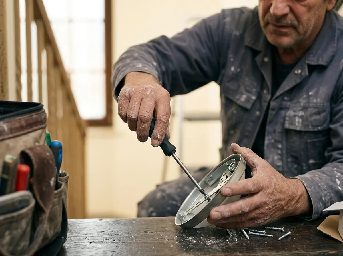 Reparatur einer Deckenleuchte mit Schraubendreher