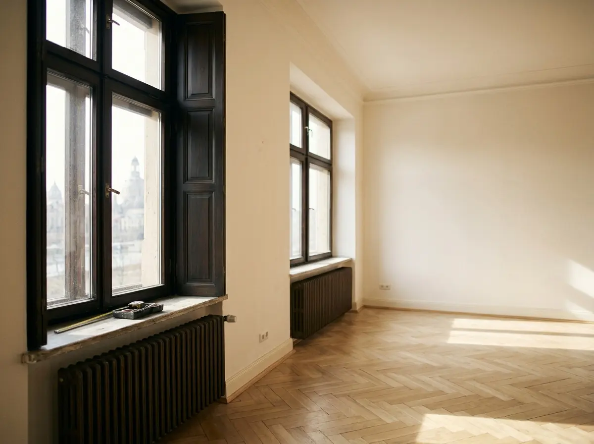 Büroraum der Maklerin, aufgeräumt und in Tageslicht
